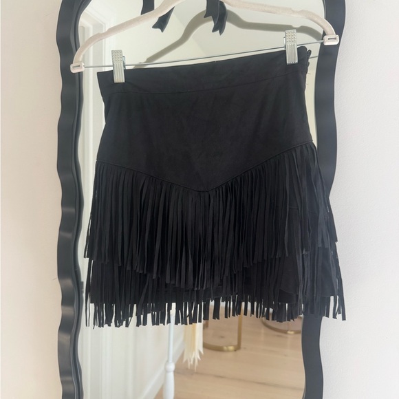 Altar'd State Dresses & Skirts - Altar'd State Black Layered Fringe Mini Skirt